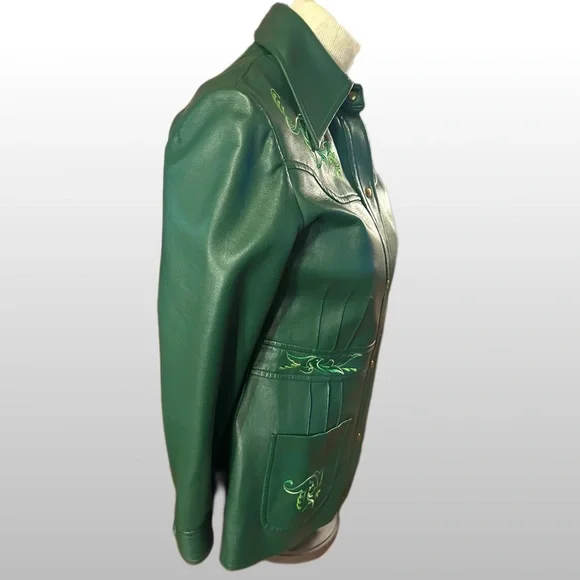 Vintage Penney’s International Imports Western Green Embroidered Jacket XL 14 - Picture 4 of 16
